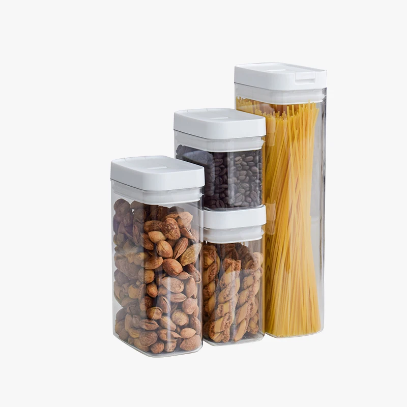 plastic airtight transparent bulk dry food dispenser jars dri fruit Grain Pantry cereal storage organizer with lid for kitchen