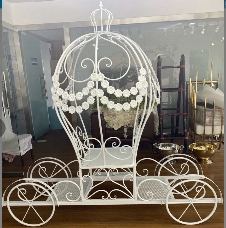 Wedding Props Decoration Backdrop Royal Large Pumpkin Horse Cart Princess White Cinderella Carriage