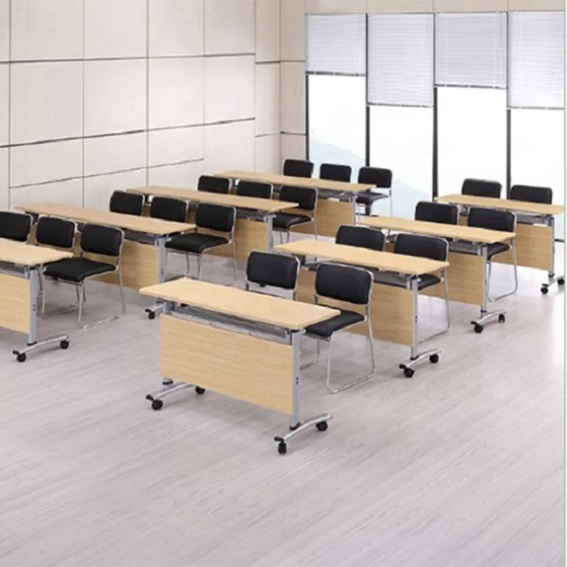 China Manufacturer Foldable Conference Tables Movable Conference Room Table Office Folding Training Steel Conference Table