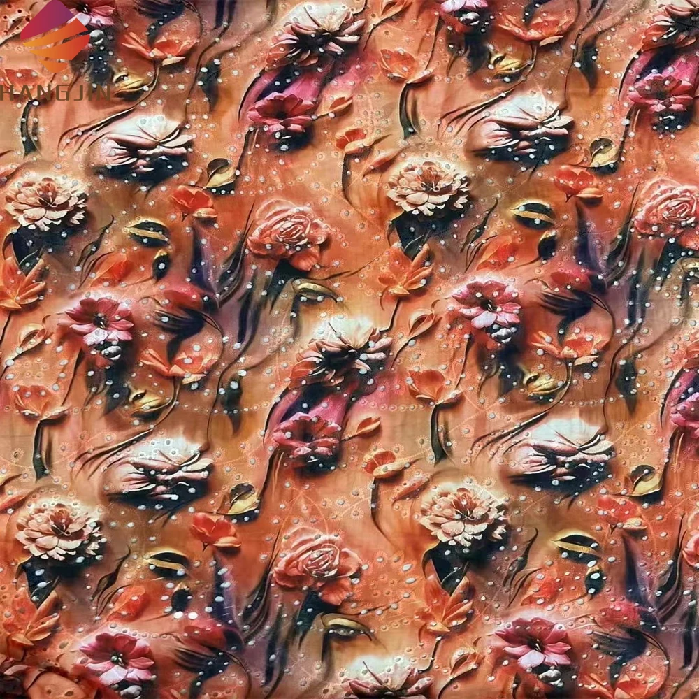 Hot Sale Custom Digital Printing Fabrics Wholesale Digital Print Floral Pattern 3D Printed Swiss Cotton Fabric For Summer Dress