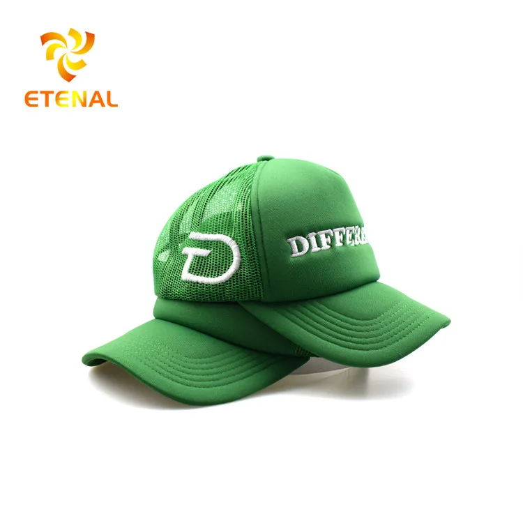 Manufacture Custom Adjustable Polyester Foam Trucker Hats Embroidered Unisex Breathable Mesh Cap
