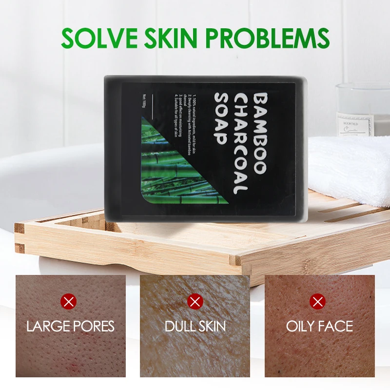 OEM 100% Natural Soap Lightening, Deep Cleansing, Remove Whitening Black bamboo Charcoal soap for face