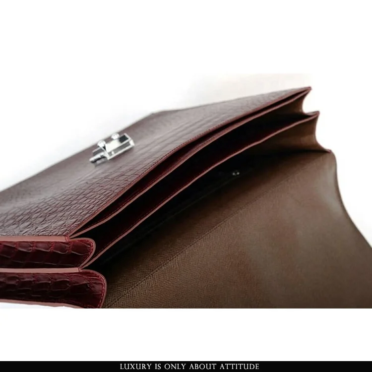 Luxury handmade real exotic genuine crocodile leather men briefcase business bag