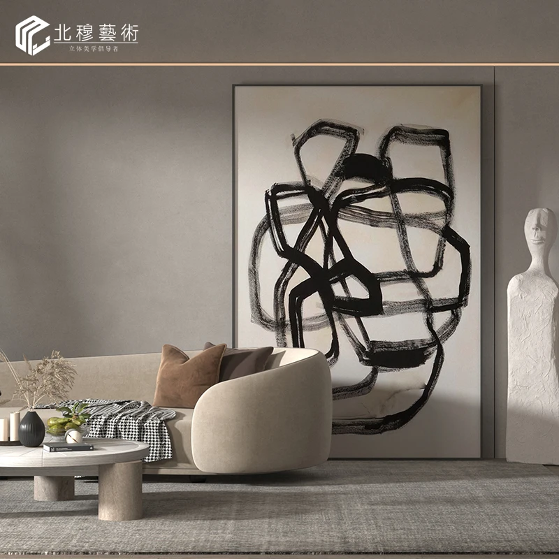 Modern Simple Abstract Lines Living Room Background Wall Decorative Painting Premium Sense Art Entrance Hanging Painting