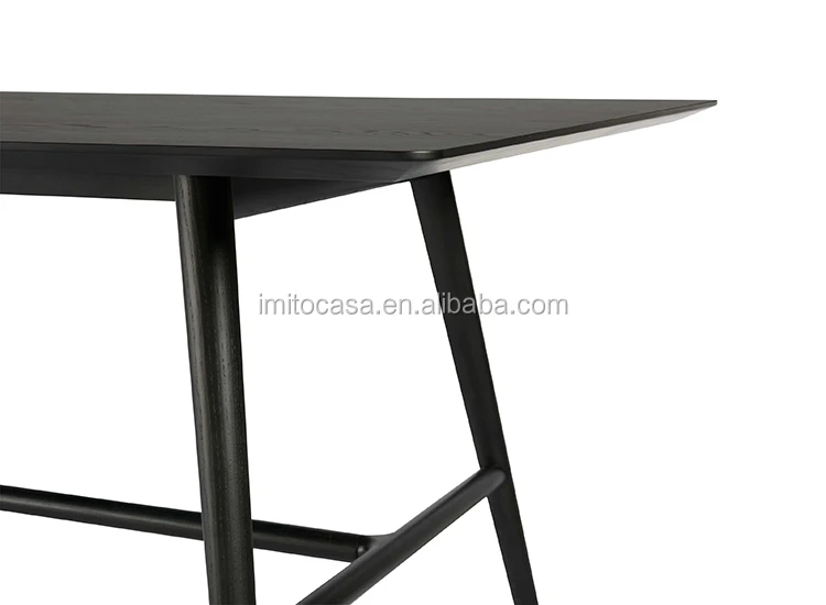 
Italy High Quality Black Solid Wood Dining Table On Sale European Simple Design Rectangular Dining Table For 6 People Hot Sale 