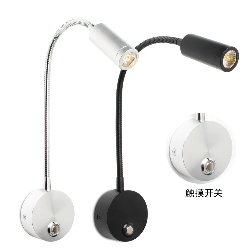 New Hot Selling LED Wall Lamp Bedside Reading Lamp 1w 3w Touch Dimmable Gooseneck Light