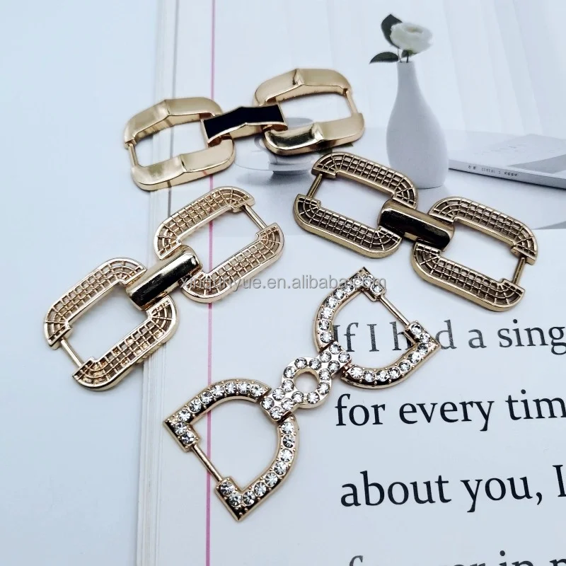 Diamond Shaped Metal Decorative Chain for Shoes and Bags Non-Removable Shoe Hooks Accessories