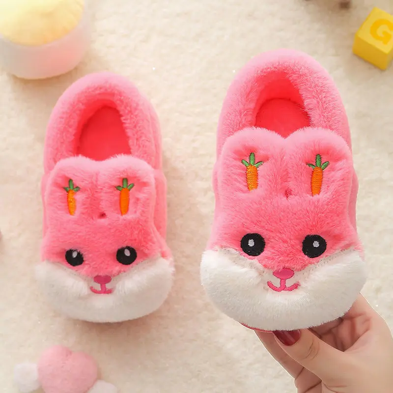 Home Slippers Cute Cartoon Rabit Fur Unisex Girls Boys Slipper 1-10 Years