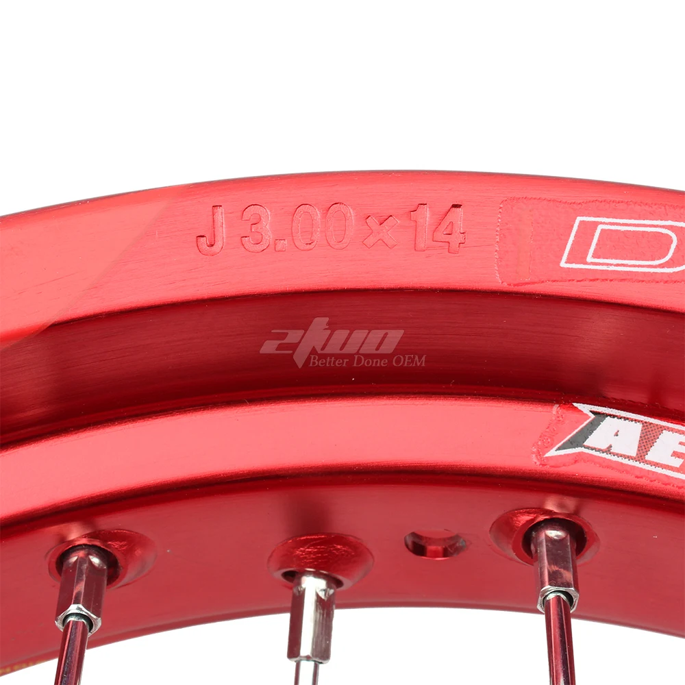 15mm hole hub 2.50 x 14 inch & 3.00 x 14 inch front rear CNC hub Aluminum Alloy Wheel Rims for 110 125 140 dirt pit bike RED