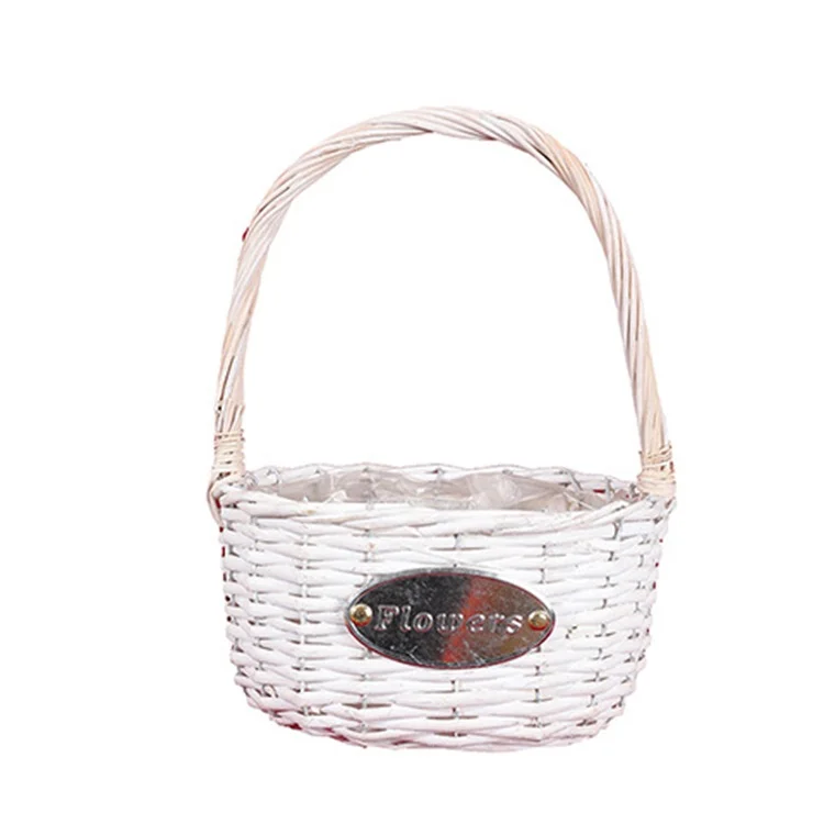 
Flowers Pots Home Flower arrangement Decoration Picnic Food Storage Handle Waterproof Wicker Flower Basket 