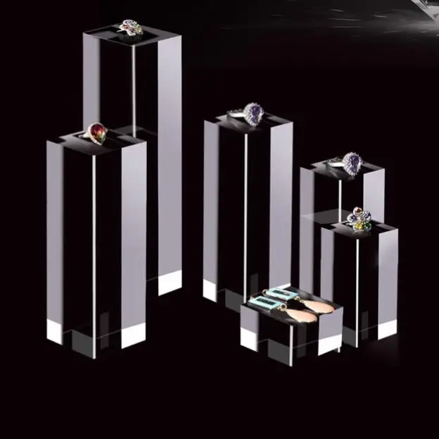 acrylic cosmetic accessorise base crystal block exhibition Stand Organic Glass Base Jewelry Display Stand
