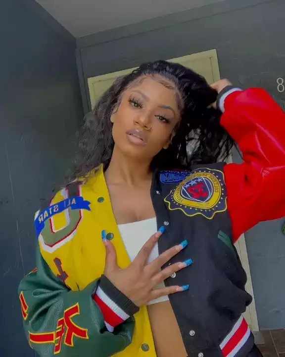 Winter Wool Hip Hop Custom Embroidery Leather Sleeves Letterman Cropped Bomber Varsity Jacket Women