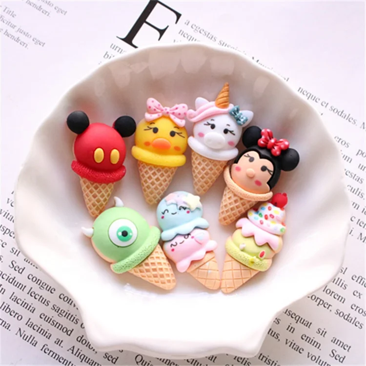 Ice cream Charms Resin Flat Back Bread cake Slime Charms Embellishments for DIY Crafts and Ornament Scrapbooking DIY resin