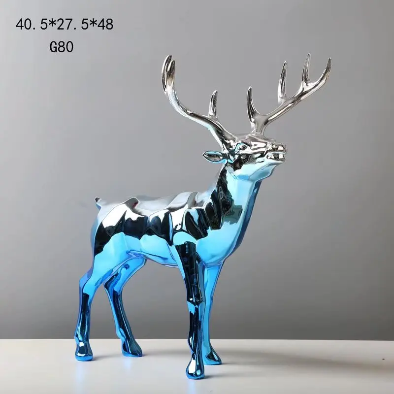 Creative Resin Crafts Gradient Electroplated Ancient Soldiers Statue Terracotta Warriors Deer Sculpture