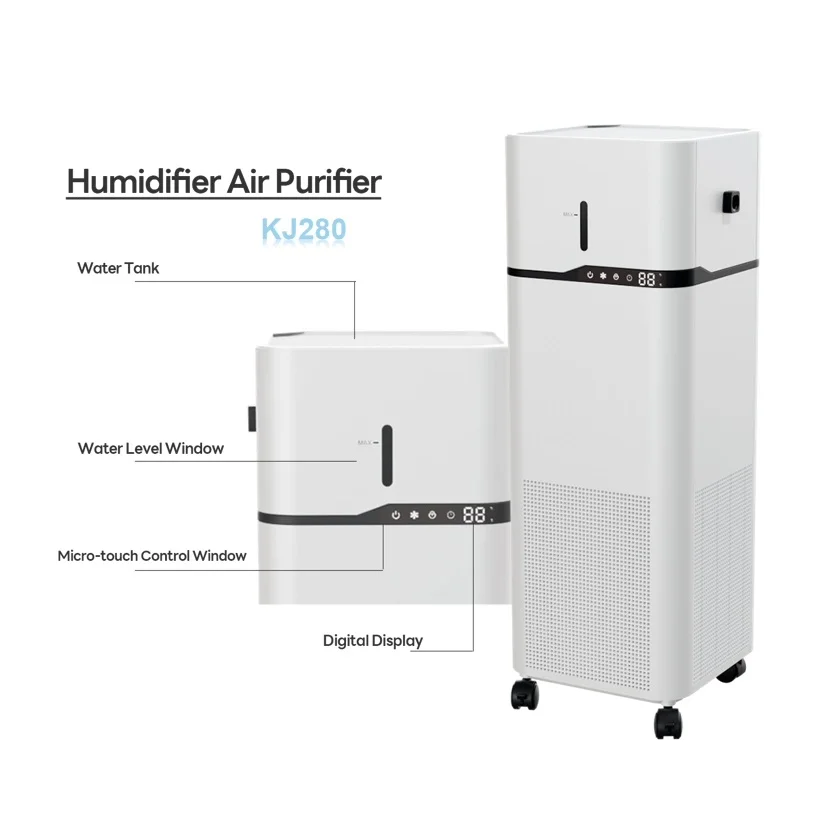 Latest No Mist humidify 3L tank Household 2 in 1 air purifier humidifier with UV led light