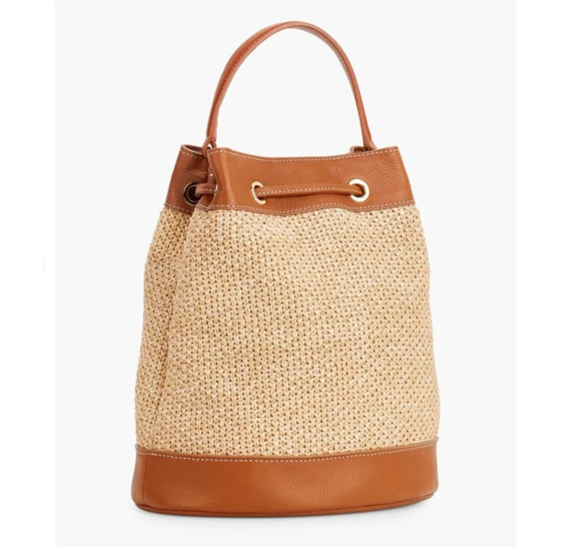 Newest Women Crochet Straw Draws Bag Summer Tote Beach Bag Rattan Woven Handbag