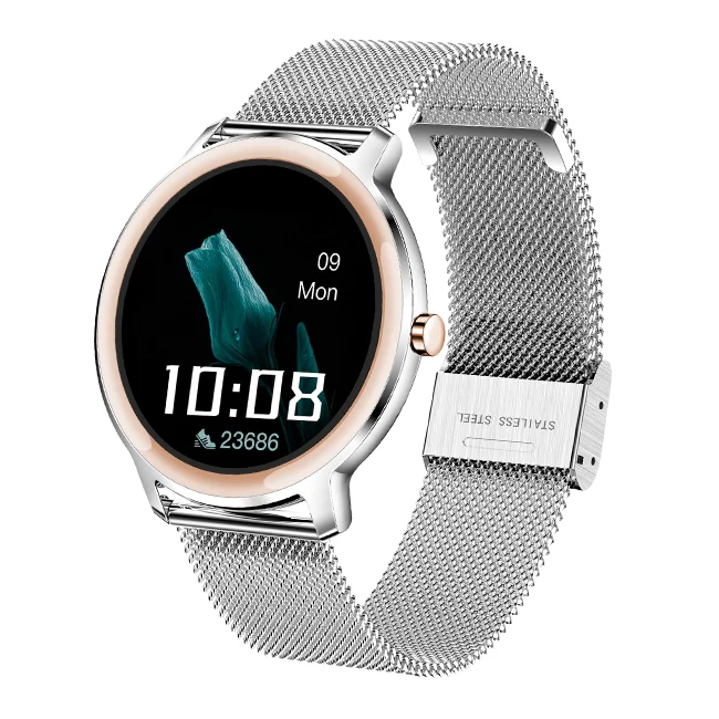 Customize LOGO Women Wristwatch R18 Waterproof Health Fitness Tracker Sports Smart Watch Lady Round Smartwatch for iOS Android