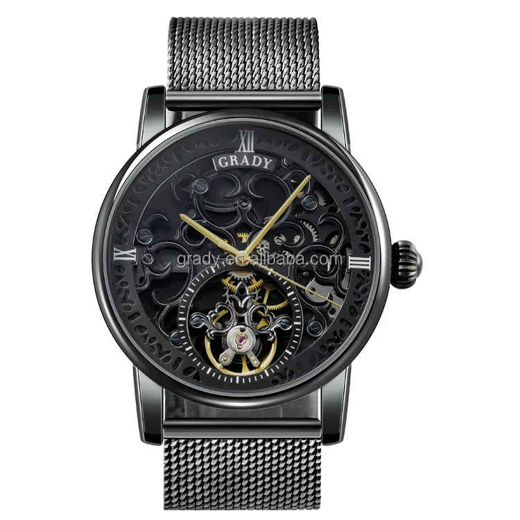 Custom Logo automatic mechanical watches men water resistant  luxury gold sport watch for men