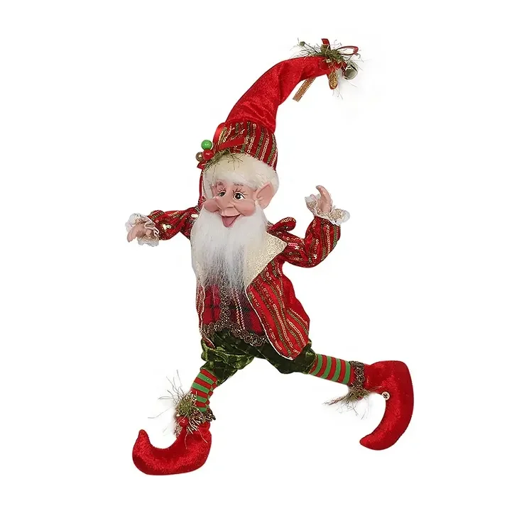 Custom Christmas Elves With Wreath Hanging Decoration Elf Home Party Wall Pendants Ornaments Christmas Plush Elf Dolls