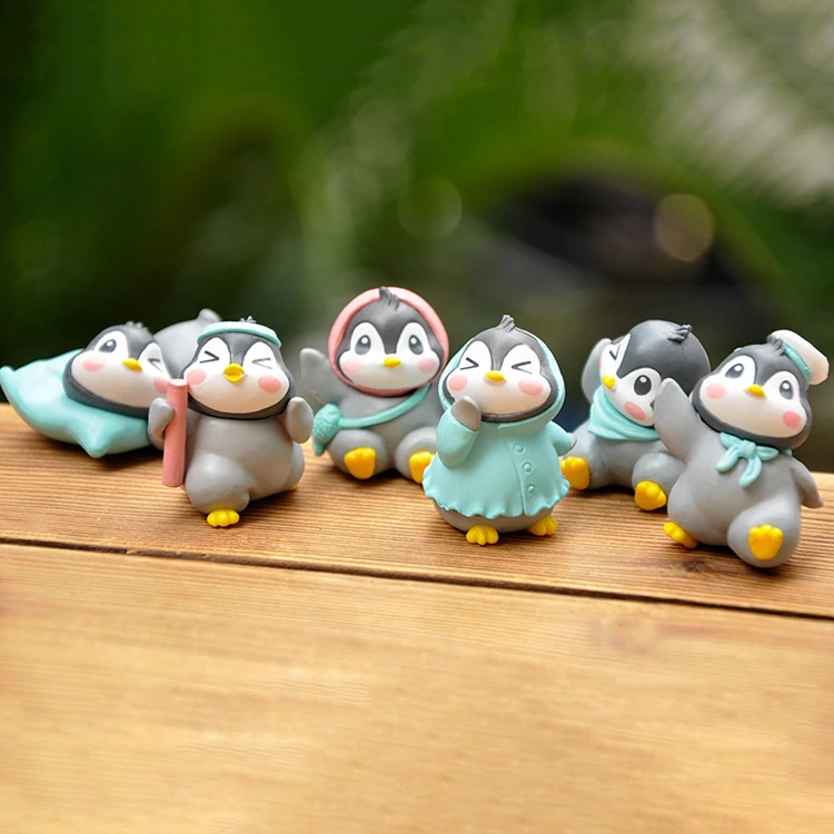 Cartoon Penguin Miniature Figurine Resin Craft Succulent Potted Plants Ornament Home Decoration Children Gift