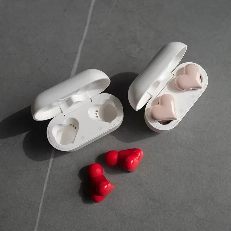 Heart tws earphones BT noise canceiling heart-shaped soft silicone small touch control ultra clear HIFI stereo sound earbuds