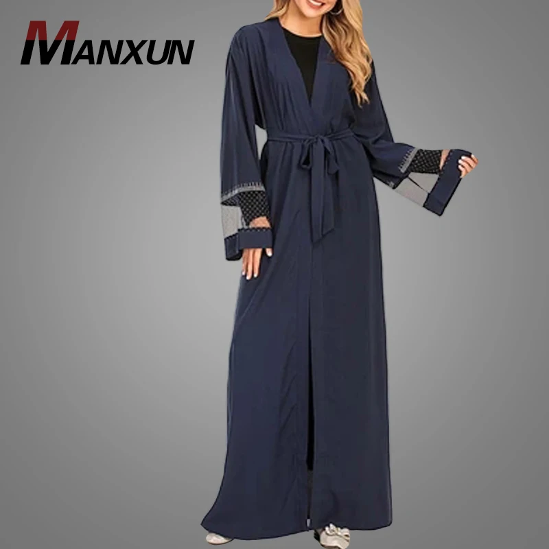 Fashion Sexy Girl Pretty Shine Layer Shrug Black Abaya Dress Dubai Style Kebaya Islamic Prayer Clothing Evening Dress