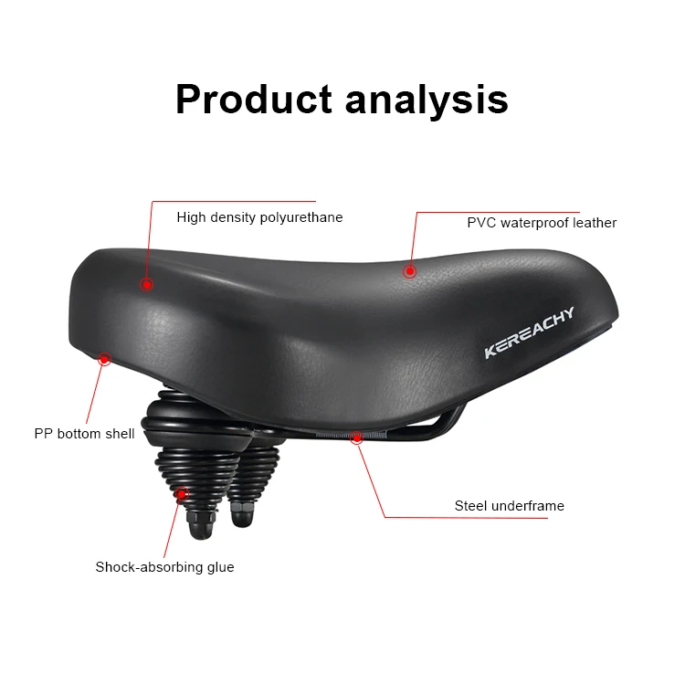 KEREACHY high quality Vacuum Saddle Mountain Bike Spring Seat Wide Seat Casual Bicycle Saddle Big Ass Cushion