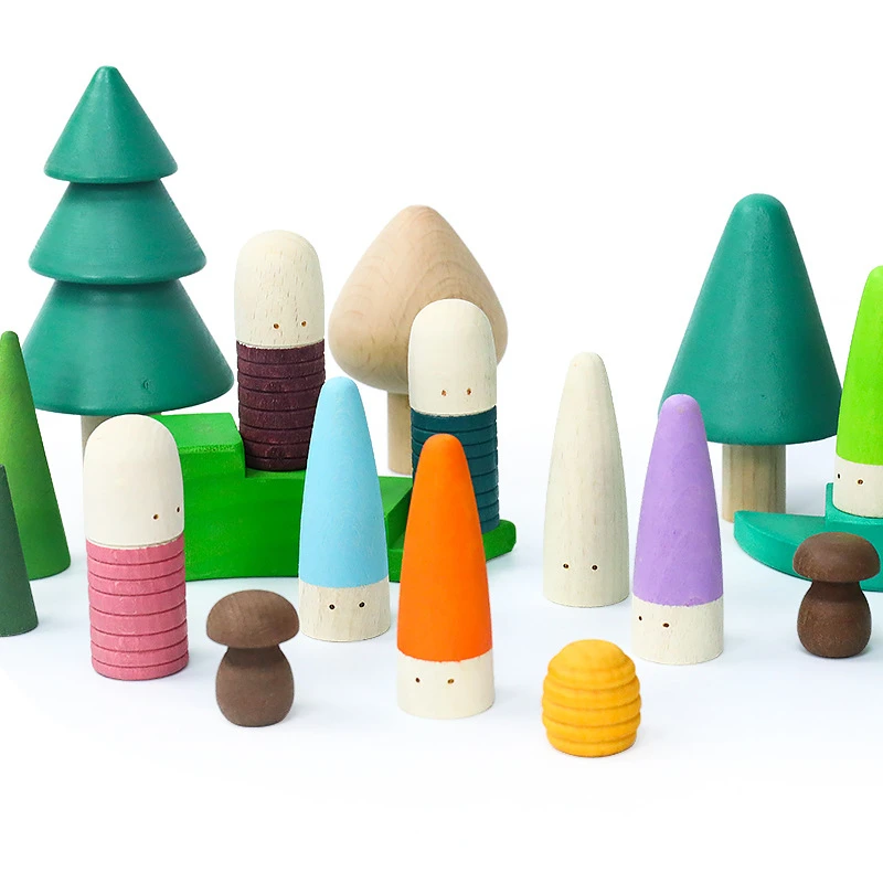 Wooden Peg Dolls Rainbow People Montessori Preschool Wood Rainbow Friend Educational Toys Learning Educational Toys Cylinder
