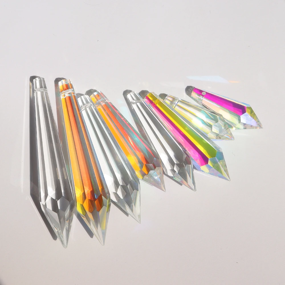 AB prism crystal 38mm 55mm 63mm 76mm crystal chandelier icicle drop pendant  wedding decorations DIY