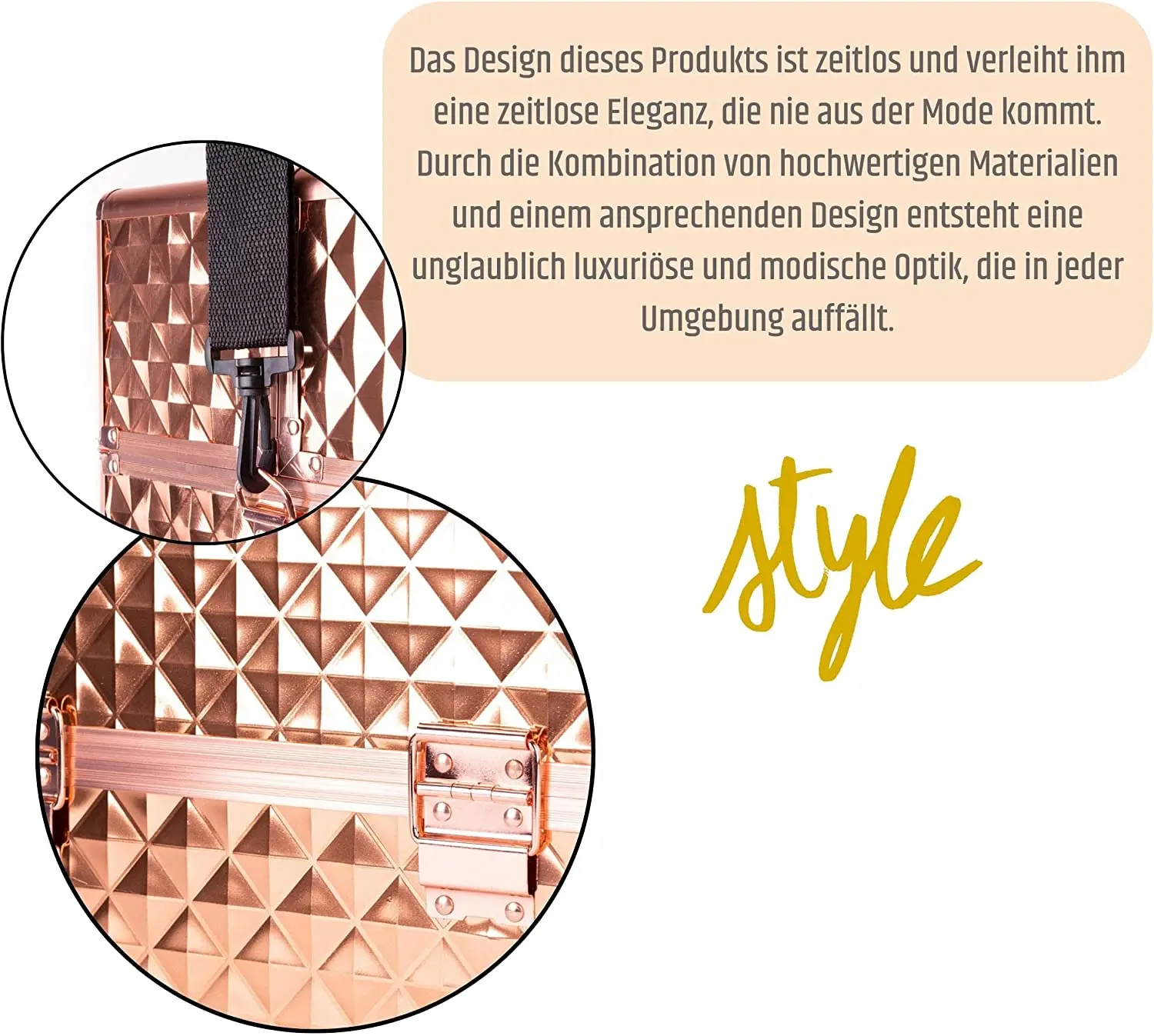 Vanity Case for Lamp and Nail Polish Accessories, Rose Gold, Cosmetic case