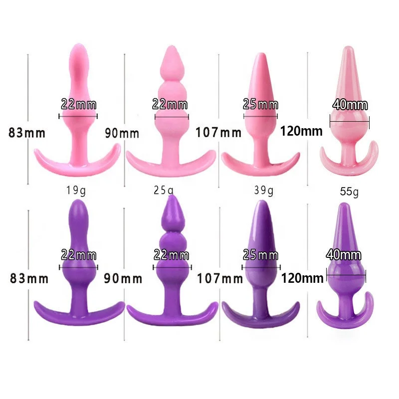 Netphi Pack of 4 Beginner Anal Dildo Set Silicone Butt Plugs for Beginners Starter Set