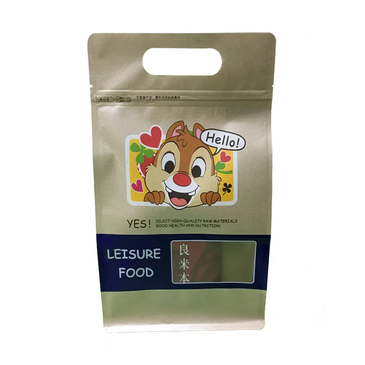 Custom Printed Food Packaging stand up flat bottom zip lock bag food pouches