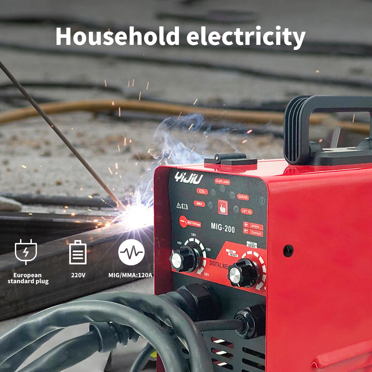 YIJIU 220V 120A Multifunctional Inverter MIG Welder Portable 3 in 1 MMA/ MIG/ LIFT TIG  Gas & Gasless Machine  Stock Available