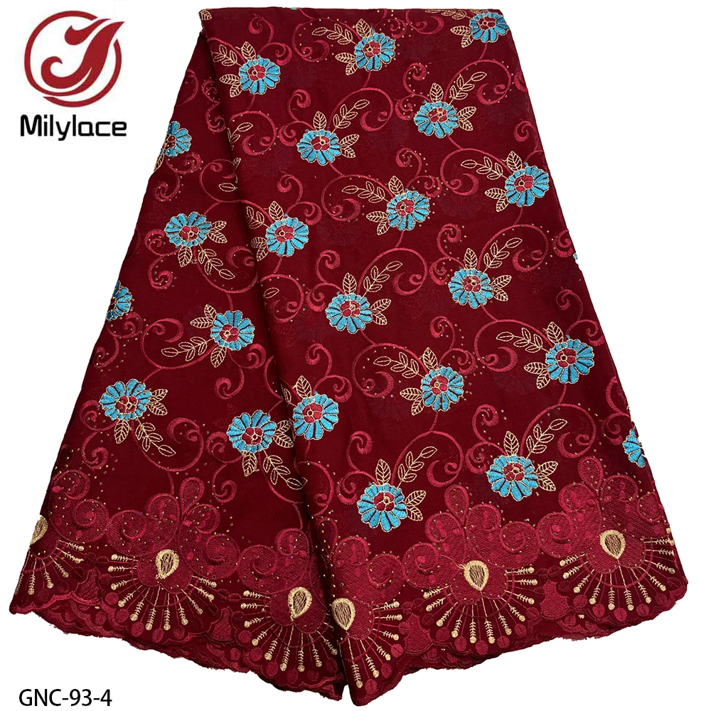 High Quality 100% Cotton Flower Embroidery Nigerian Swiss Voile Lace Fabric