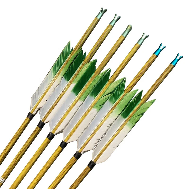 Alibow Four Feather Carbon Arrows for Horse Back Archery Mounted Archery  Wooden Pattern