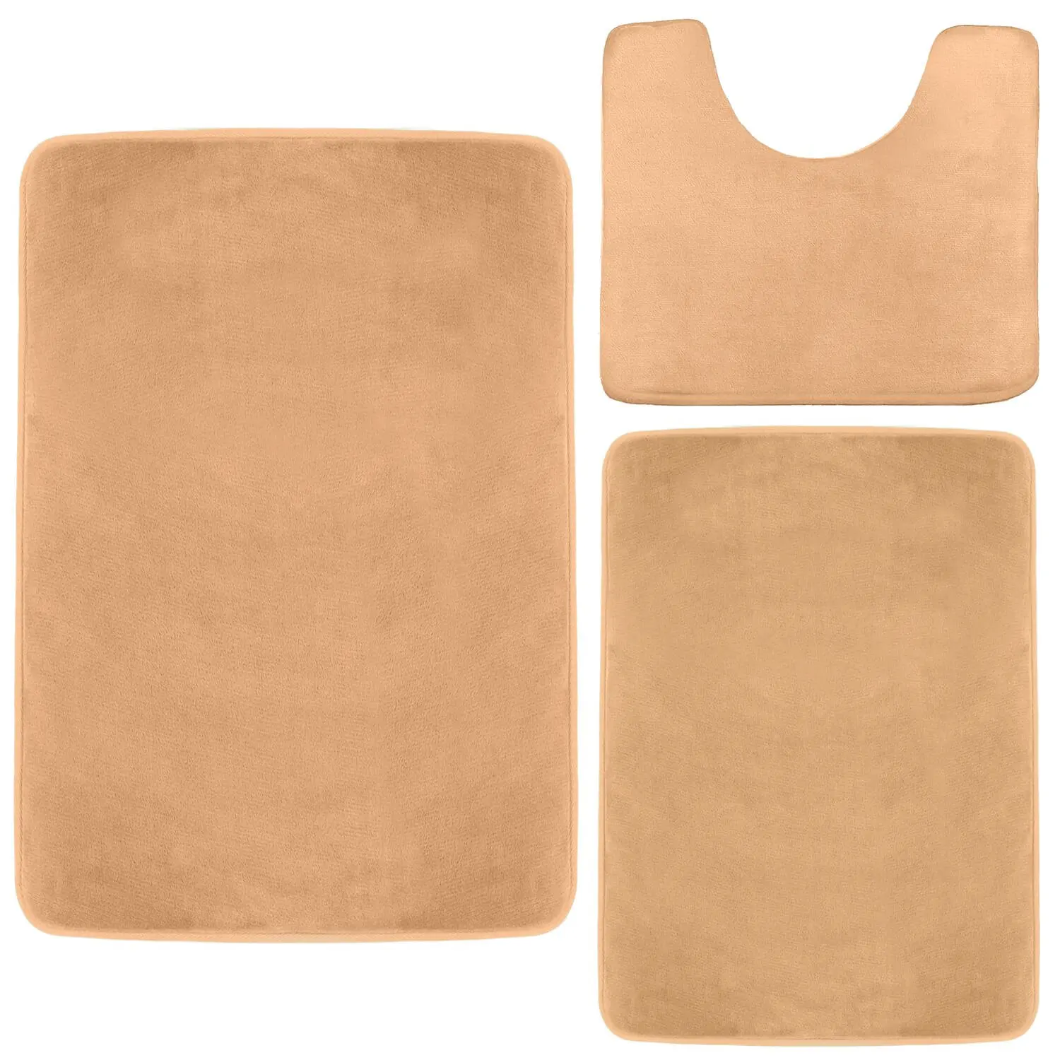 High Quality Extra Soft Velvet Non Slip Absorbent Bathroom Mats 3 Piece Memory Foam Rugs Sets