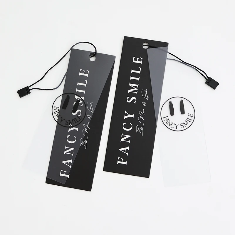 Custom transparent pvc clear plastic swing garment label hang tag