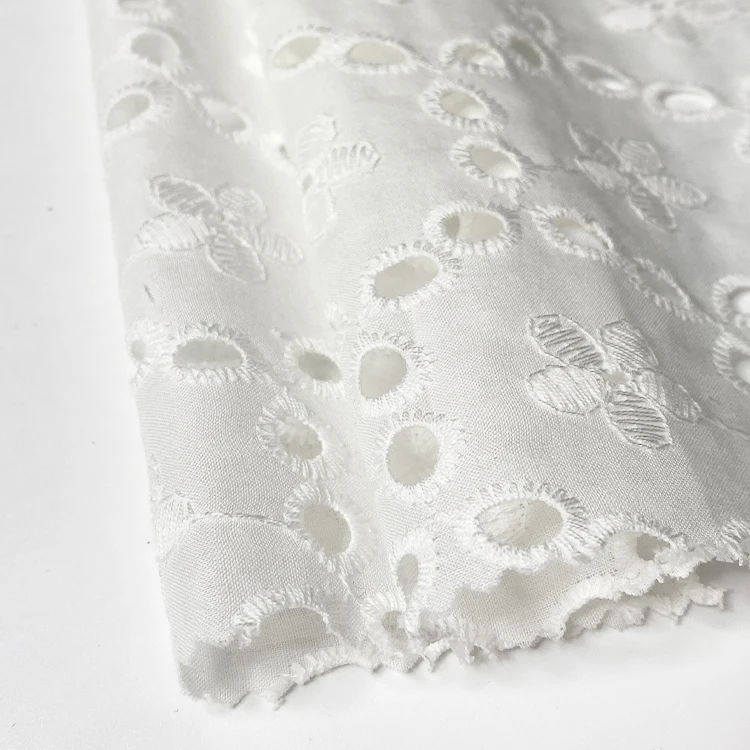 Урожай Женский Топ Модные 100% хлопок с декоративными дырочками, прошва, цветочной вышивкой ткань для одежды