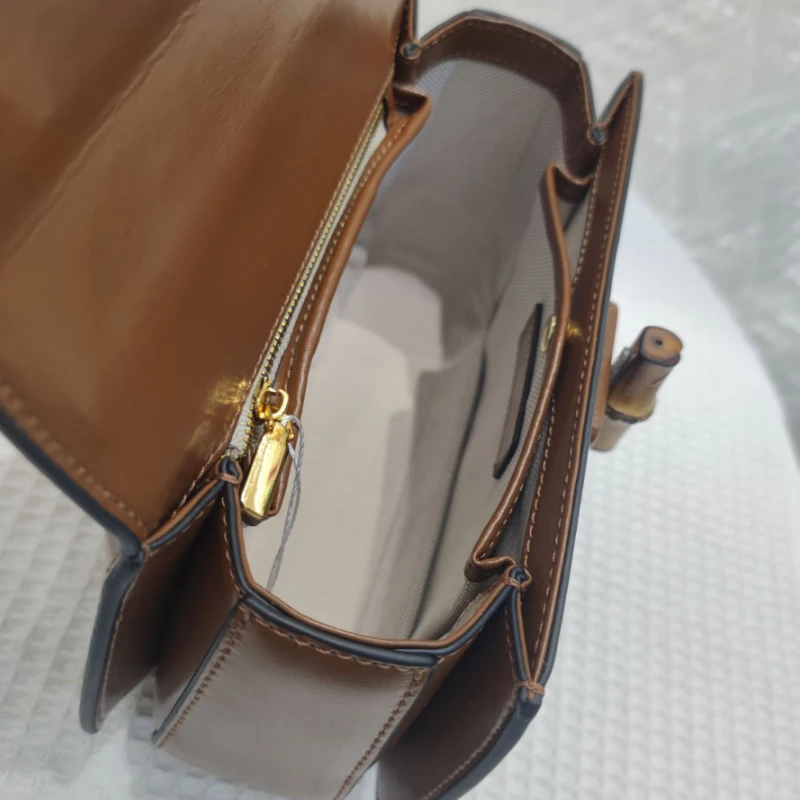 2024 Bamboo Handle Purses And Handbags Luxury Genuine Leather Bags For Women Ladies