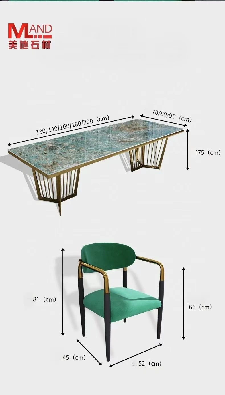 Studio direct sales natural jade green white luxury stone dining table conference table high-end marble long table