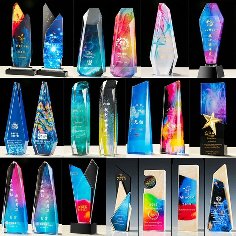 Crystal Trophy Color Trophies And Awards Manufacturer Customize Crystal Trophy Glass