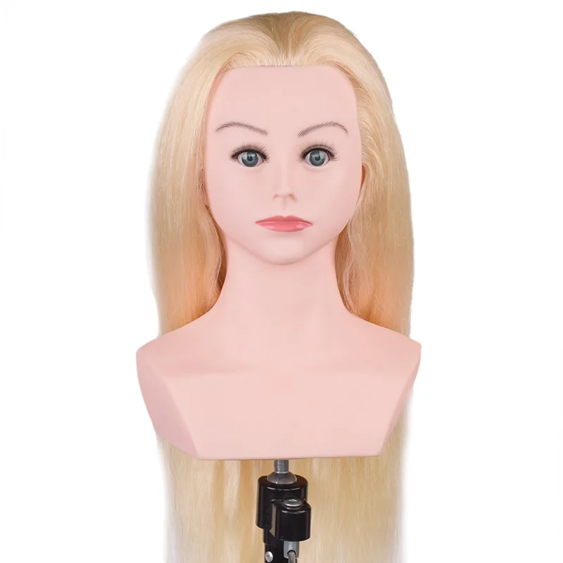 Professional Hairdressing Styling makeup Training Head 613# Blond Color  Real human Hair Salon Mannequin Head