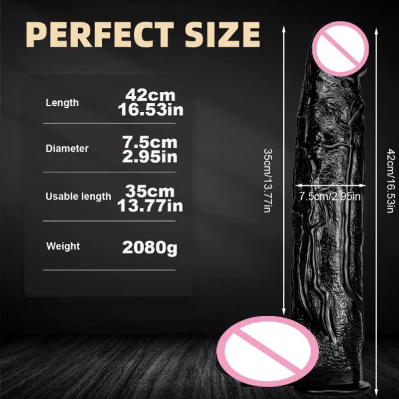 Realistic 16.53 Inch Supper Huge Thick Black Dildo Wholesale Realistic Long Giant Big Large Dildos for Women