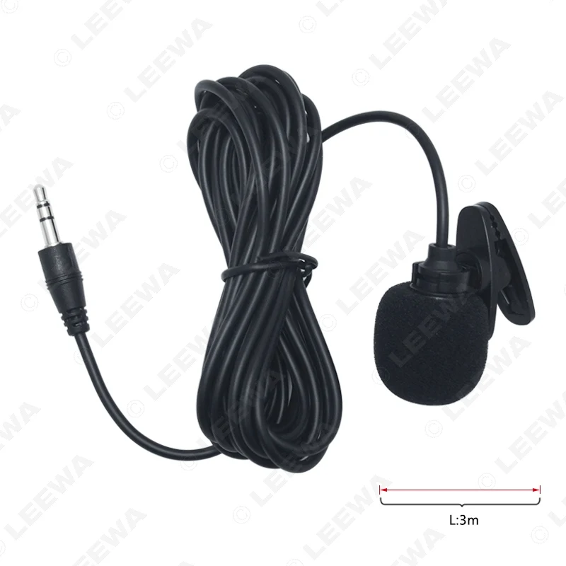 3.5mm TRS Microphone Kit Clip-On For Car GPS Interior Handsfree Calls With Jack and 3M Cable