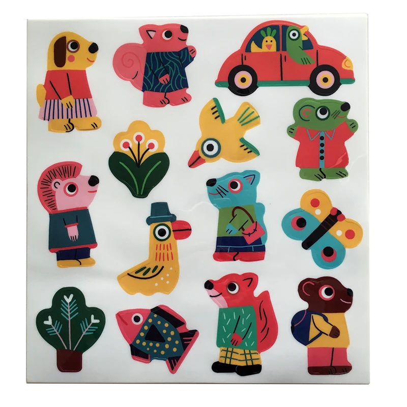 Hot Sell toy book gift puffy silicone rubber TPE reusable washable sticker