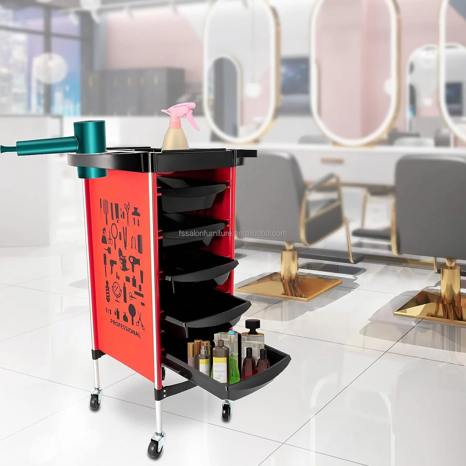 Hair Salon Cabinet Storage Rolling Trolley Beauty Spa Hairdressing Movable Cart High Quality Plastic Salon Furniture