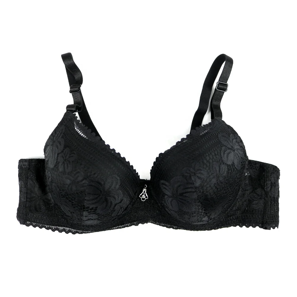 High quality Thickening gathered push up embroidery lace bra 3/4 cup bra