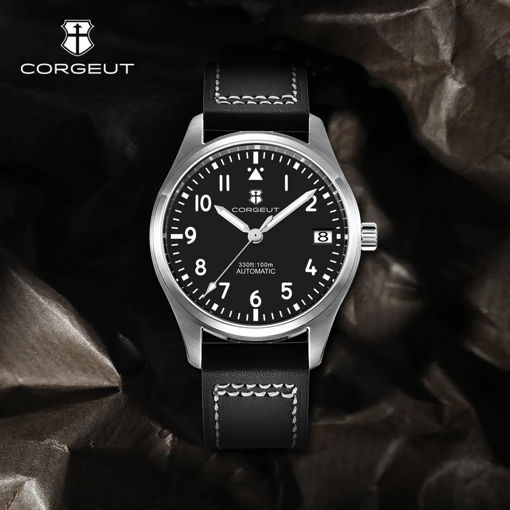 CORGEUT 36mm 39mm Sapphire Leather Strap Luminous 10 ATM Watch NH35A Custom Logo Prince Automatic Men Mechanical Watches