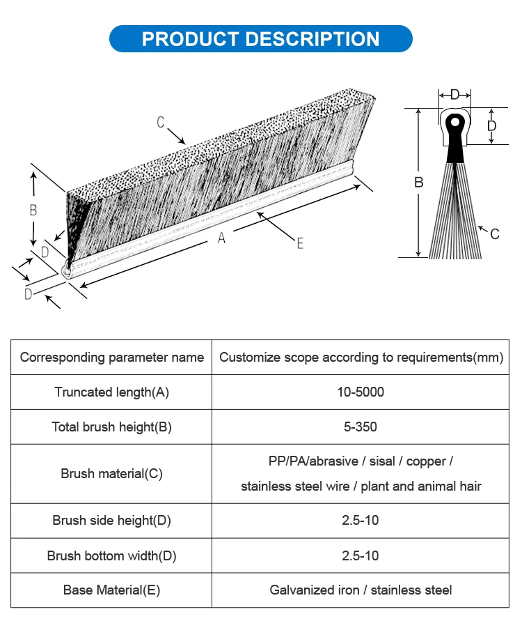 Nylon Bristle Door Seals Brush Aluminium Window Weather Strip Brush