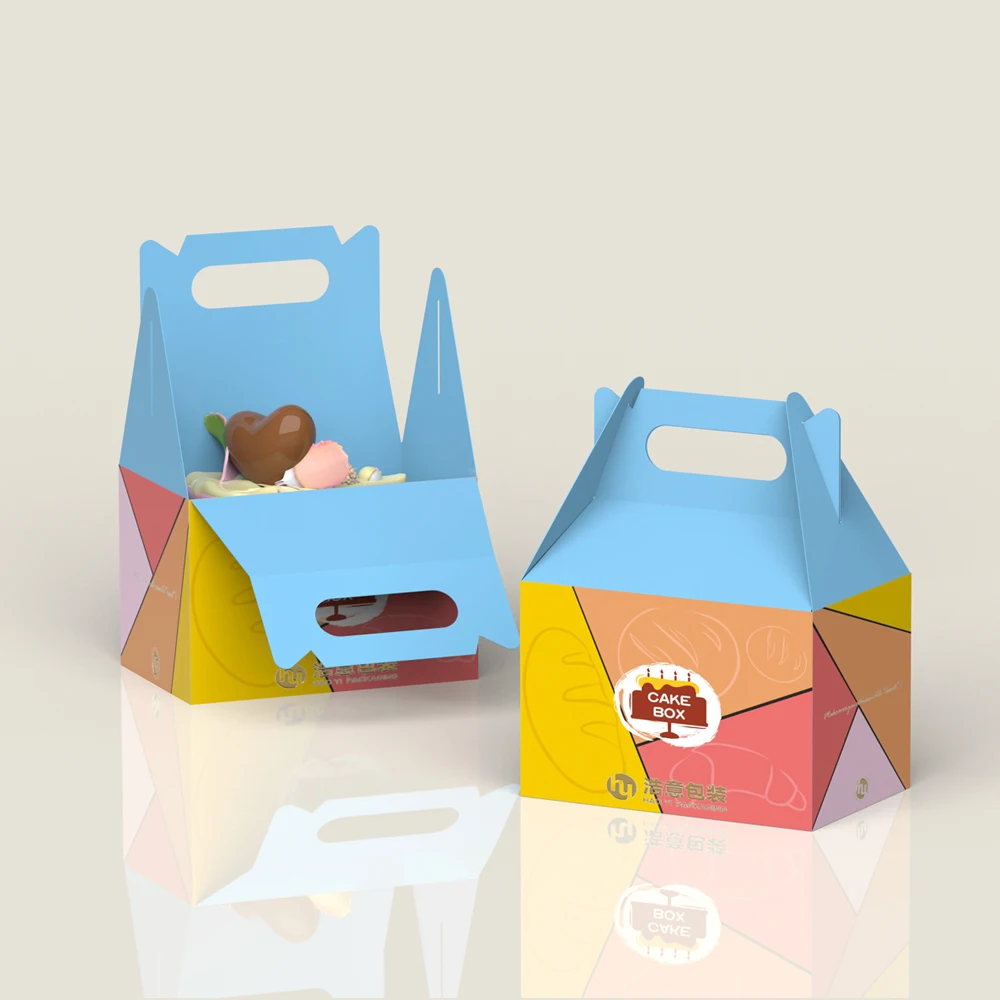 China Wholesale custom luxury swiss roll cake box package christmas cake box corrugated board paper tall cake box with handle